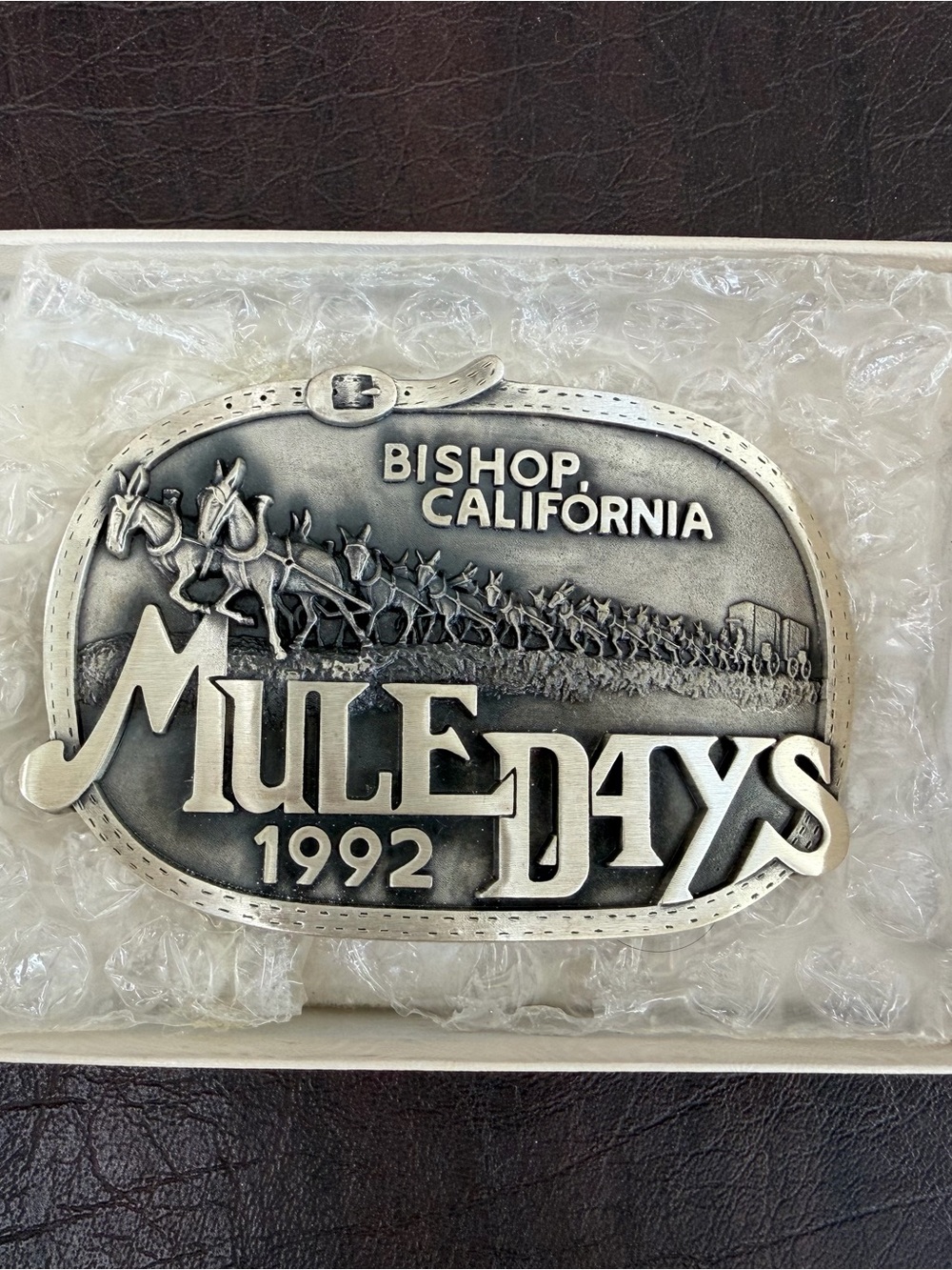 Mule Days 1992 Commemorative Belt Buckle - Silver
